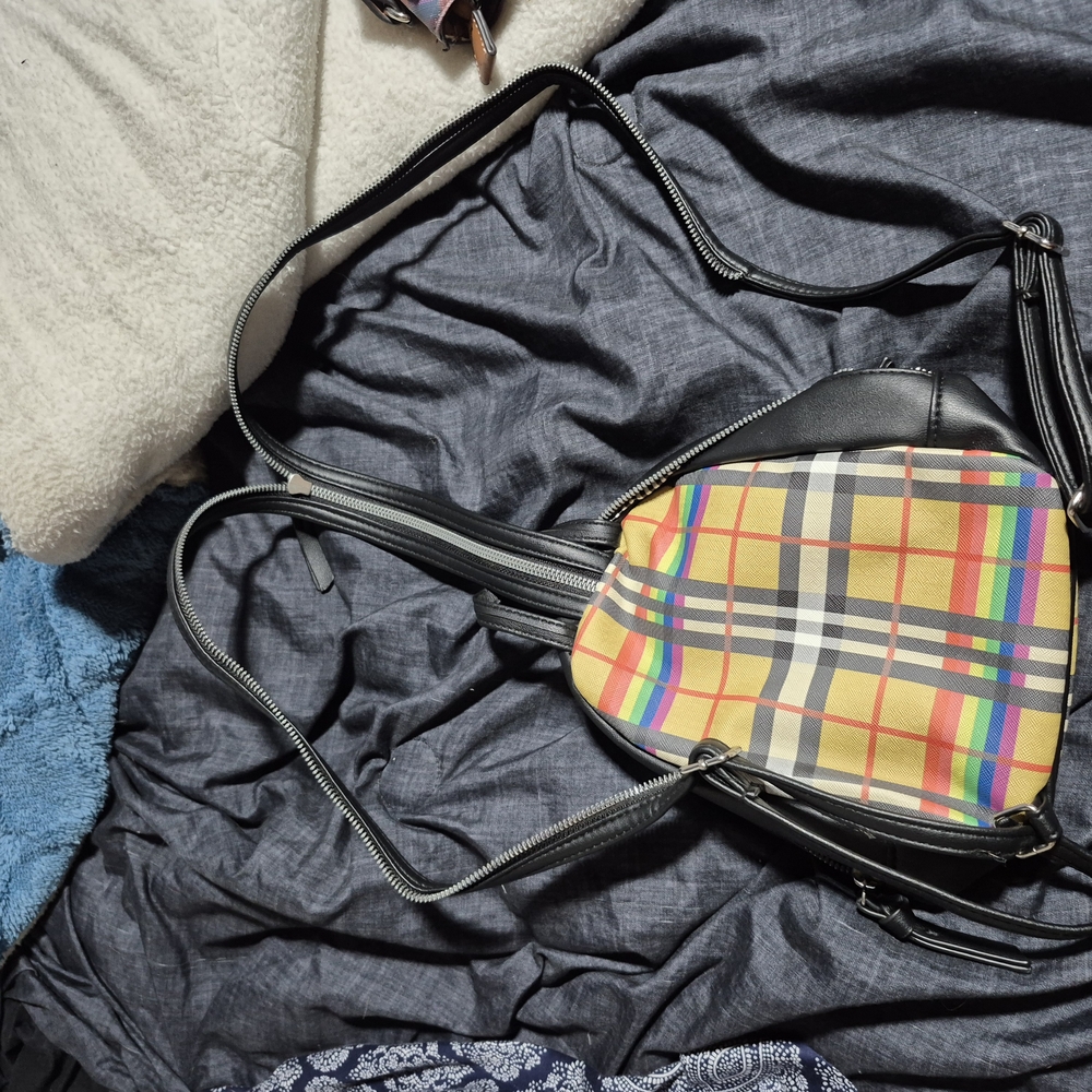 Vibrant Red and Yellow Plaid Backpack
